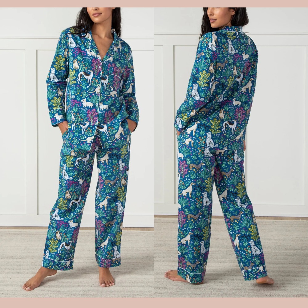 NWT $168‎ Printfresh [ PLUS 3X ] 100% Organic Cotton Long PJ Set Love Dogs U1854
